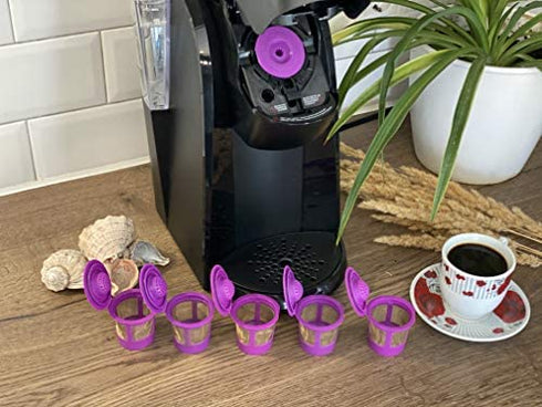 6 Reusable K Cups for Keurig K-Classic, K-Elite, K-Select, K-Cafe, K-Compact, K200, K300, K400, K500, Refillable Kcups Coffee Filters for 2.0 and 1.0 Brewers